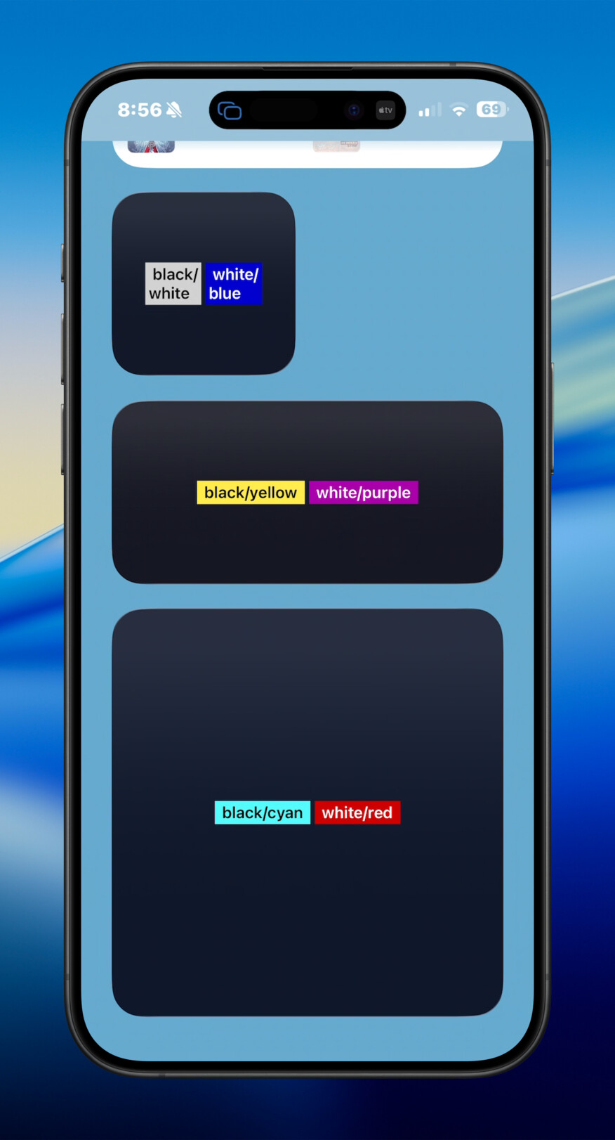iPhone ANSI text trio widget screenshot