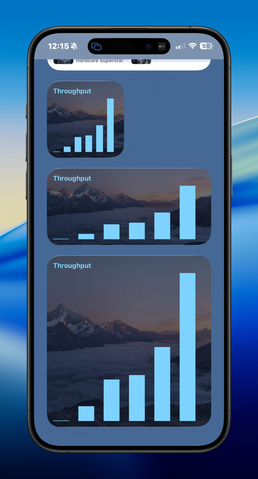 iPhone background image chart widget screenshot