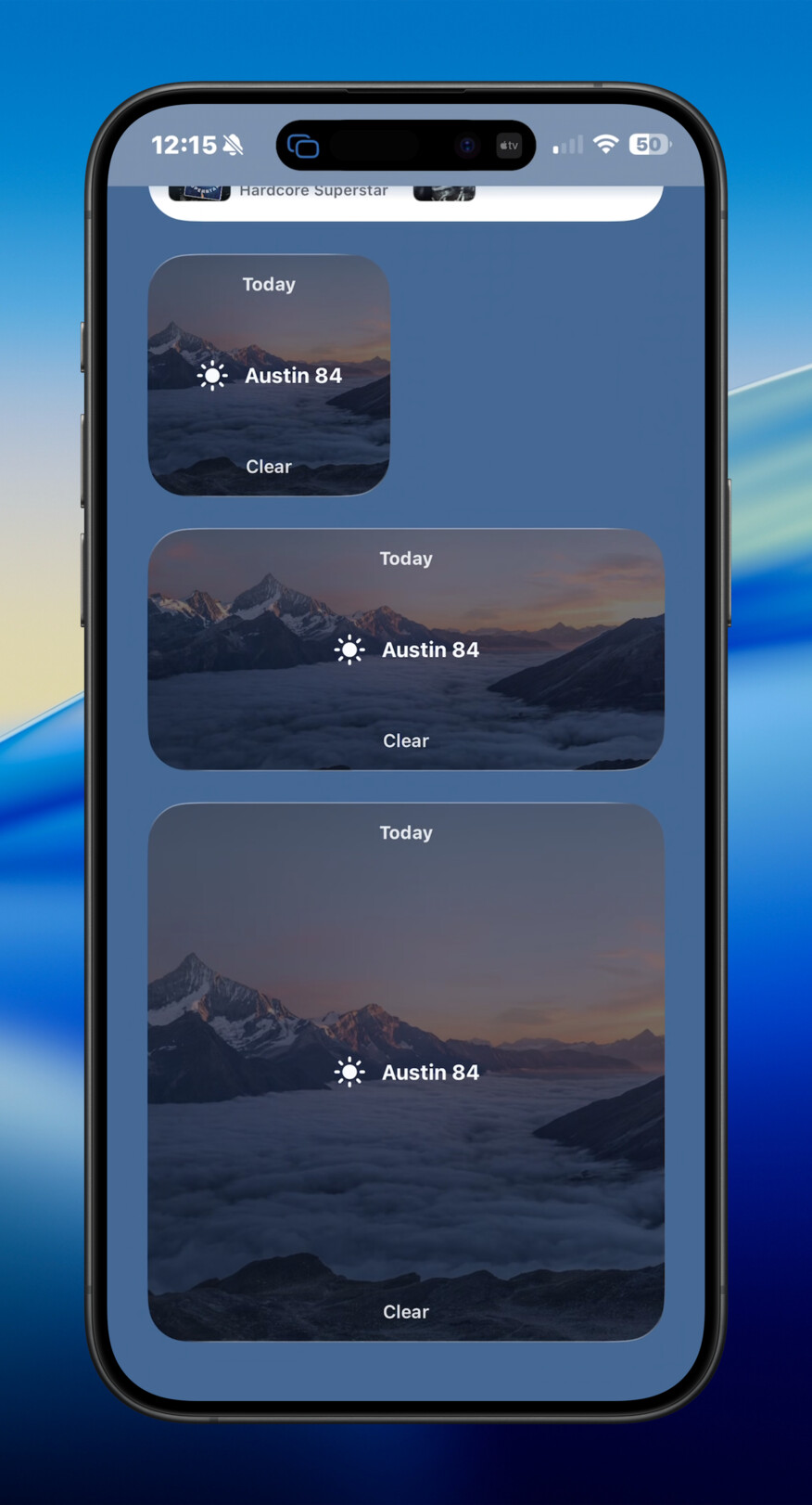 iPhone background image text widget screenshot