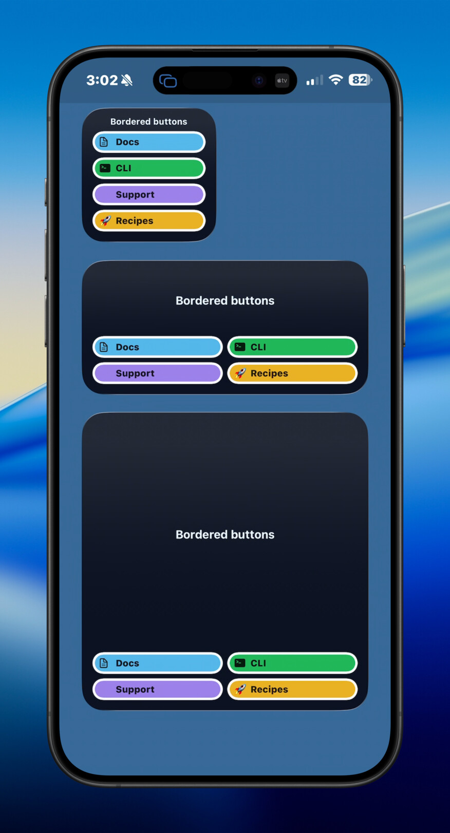 iPhone buttons border widget screenshot