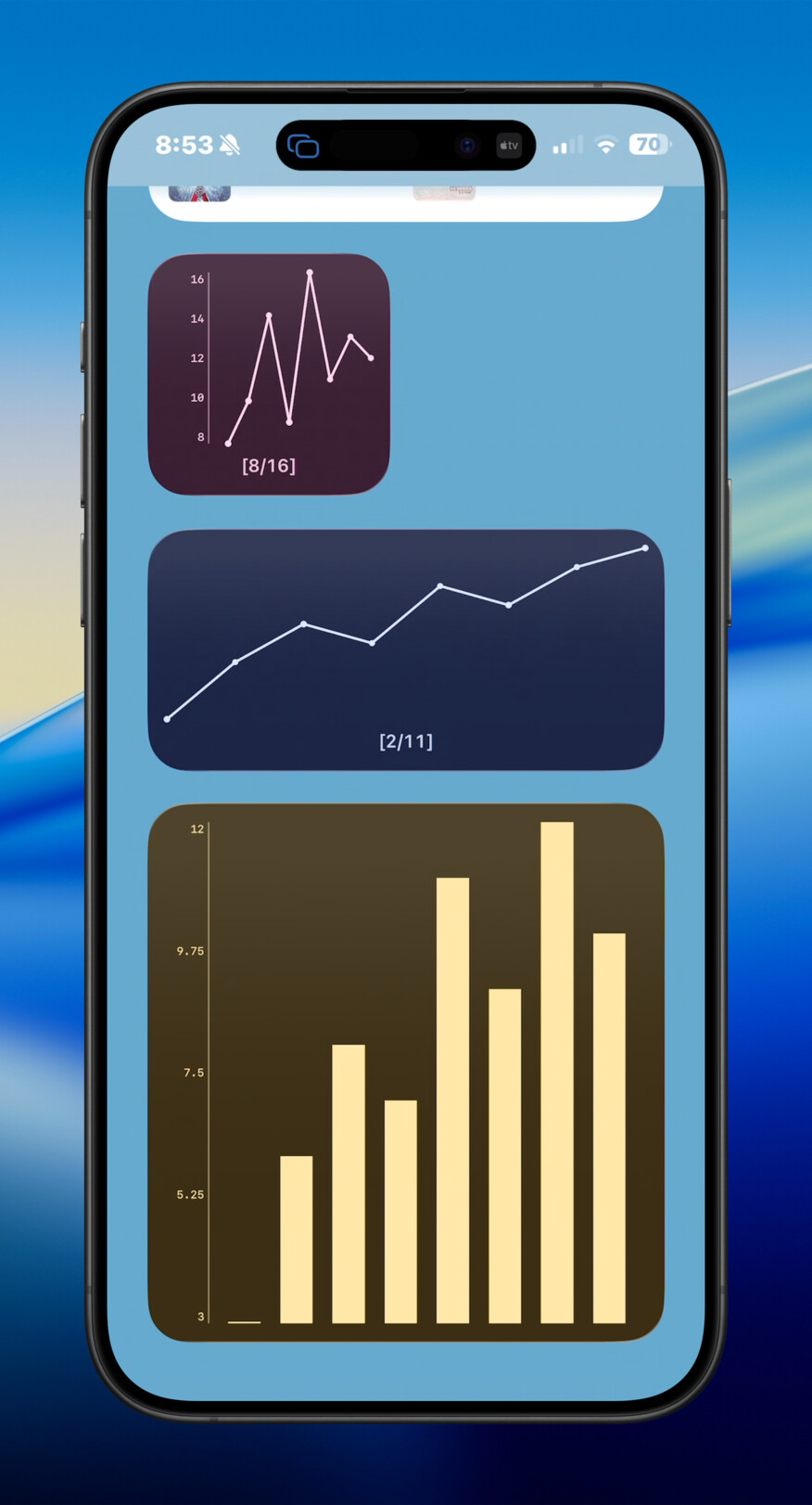 iPhone chart sparkline radius widget screenshot