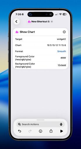 Show chart action in Shortcuts