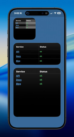 iPhone table cell links widget screenshot