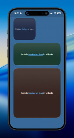 iPhone text markdown include widget screenshot