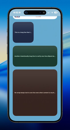 iPhone text no-wrap widget screenshot